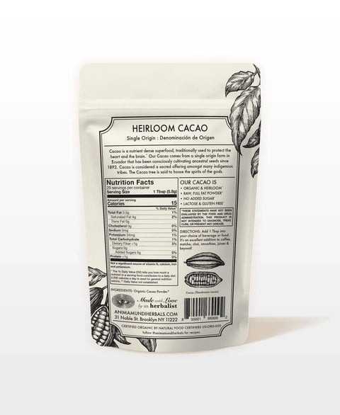 Anima Mundi HEIRLOOM CACAO Powder | Organic Ancestral Seeds