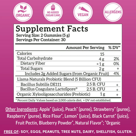 Llama Naturals Adult Prebiotic & Probiotic Mixed Berry 60 CT