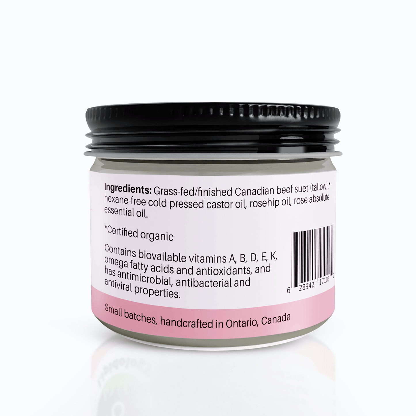 Rose Balm for Décolletage, Face and Neck, Organic Grass-Fed/Finished Tallow, 60 ml