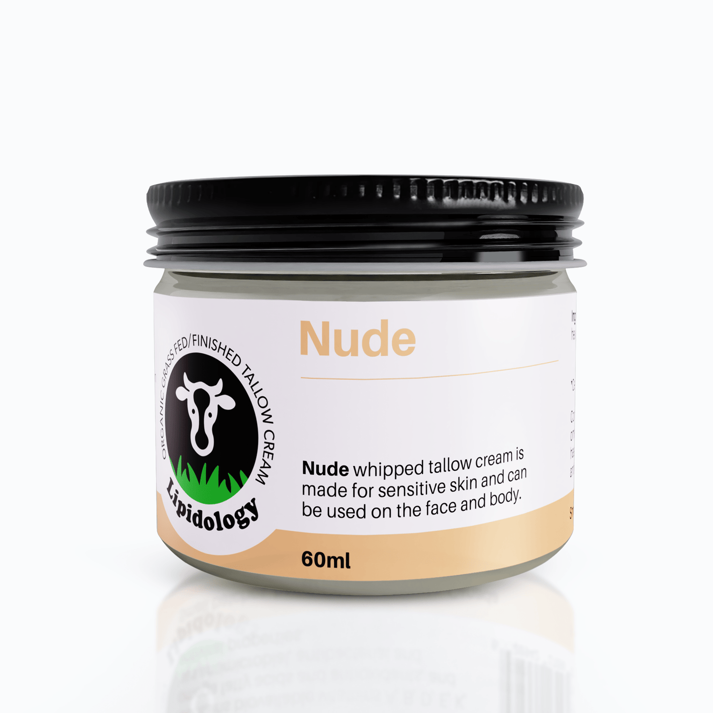 Nude Face and Body Cream, Unscented, Organic Grass-Fed/Finished Tallow, 60 ml