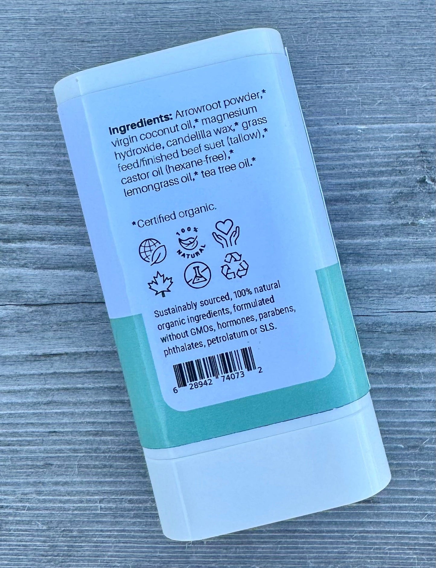 Travel Size Lemongrass Tallow Deodorant, All Day Protection, 20ml, Sensitive Skin