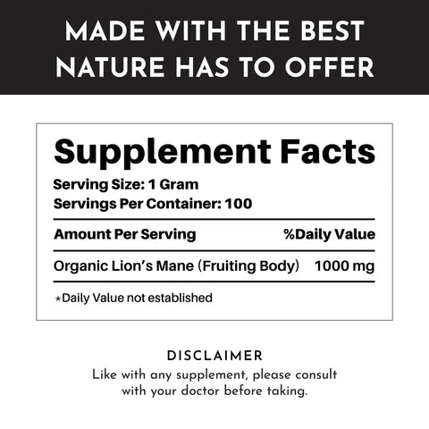 Just Ingredients Organic Lion's Mane