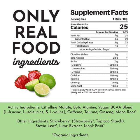 Just Ingredients Strawberry Limeade Pre-Workout Stick