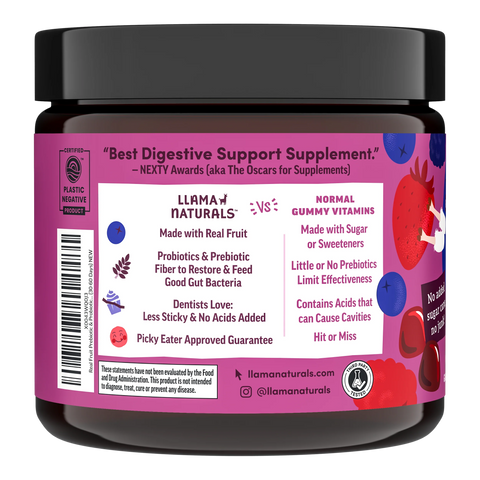 Llama Naturals Kids Prebiotic & Probiotic Gummies, Mixed Berry (60 ct)