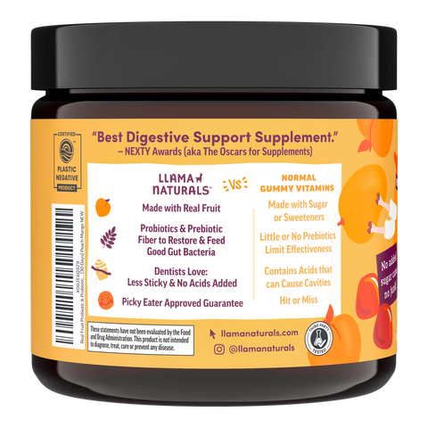 Llama Naturals Kids Prebiotic & Probiotic Gummies, Peach Mango (60 ct)