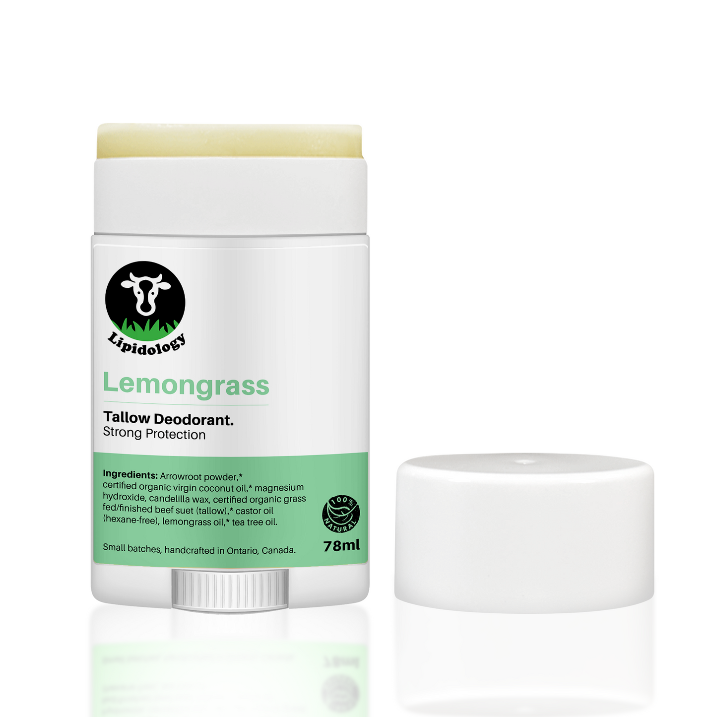 Lemongrass, Deodorant, Organic Grass-Fed/Finished Tallow 78 ml