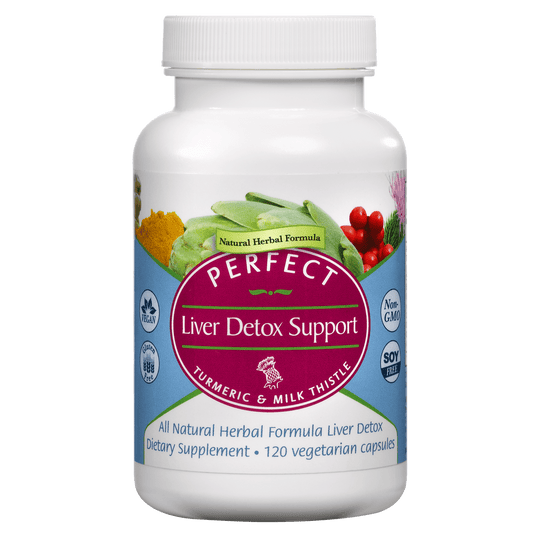 Perfect Liver Detox Support - Turmeric, Milk Thistle, & Other Detoxifying Organic Herbs - 120 Vegetable Capsules