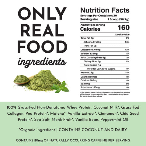 Just Ingredients Matcha Mint Protein Powder