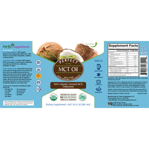 Perfect MCT Oil - Organic 30oz Unflavoured