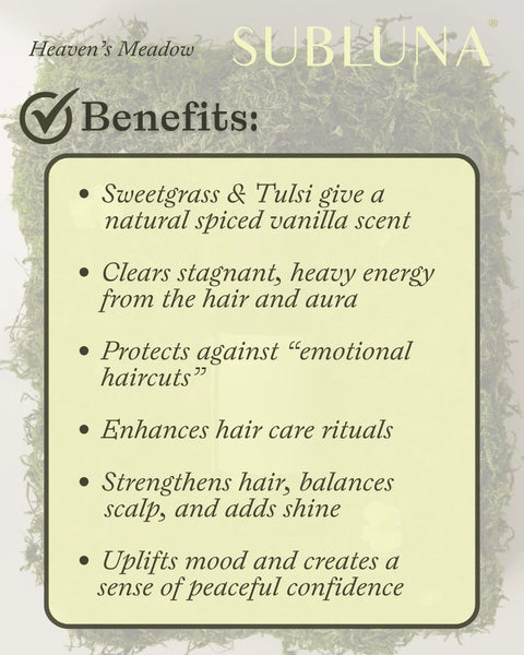 SubLuna Heaven's Meadow: Tulsi + Sweetgrass Hair Perfume