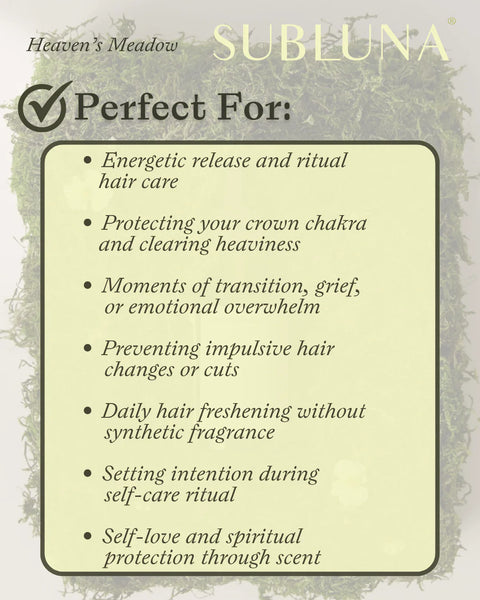 SubLuna Heaven's Meadow: Tulsi + Sweetgrass Hair Perfume