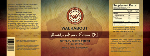 Walkabout Australian Emu Oil (118 mL) Liquid Supplement Amber Glass Bottle-Narrow top
