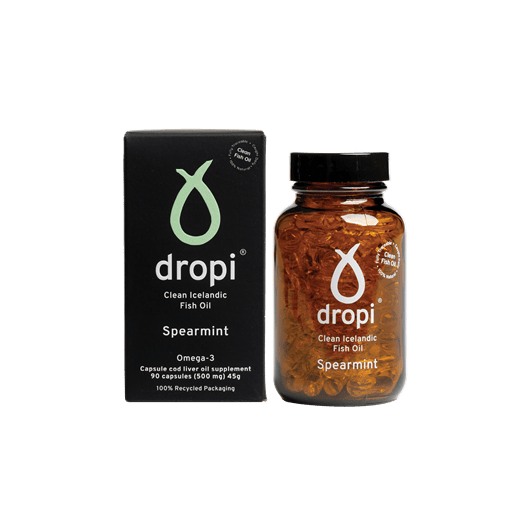 Dropi, Pure Icelandic Extra Virgin Cod Liver Oil- Spearmint 90 capsules, 500mg
