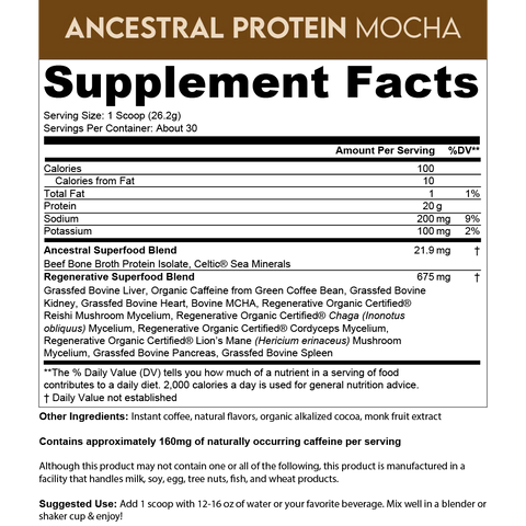 Ancestral Supplements Protein Powder Mocha Protein Powder Ancestral Supplements