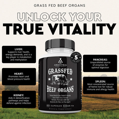 Ancestral Supplements Grass Fed Beef Organs Vitamins & Supplements Ancestral Supplements