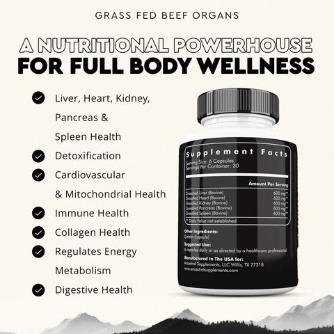 Ancestral Supplements Grass Fed Beef Organs Vitamins & Supplements Ancestral Supplements