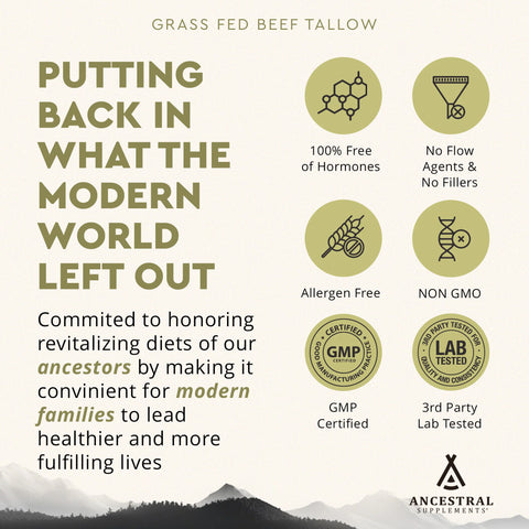 Ancestral Supplements Grass Fed Beef Tallow Beef Tallow Supplement Ancestral Supplements