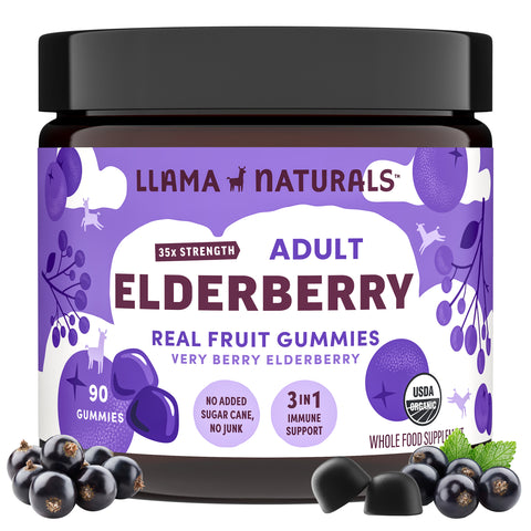 Llama Naturals Organic Adult Elderberry Immunity Gummies - Very Berry (90 CT)
