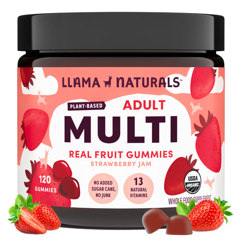Llama Naturals Organic Adult Multivitamin Gummies - Strawberry (120 CT)