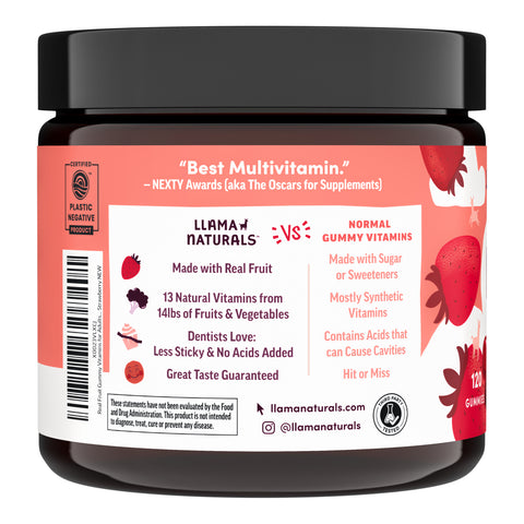 Llama Naturals Organic Adult Multivitamin Gummies - Strawberry (120 CT)