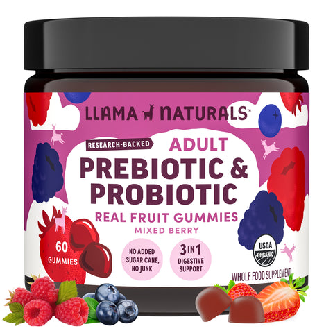 Llama Naturals Organic Adult Prebiotic & Probiotic Gummies - Mixed Berry (60 CT)