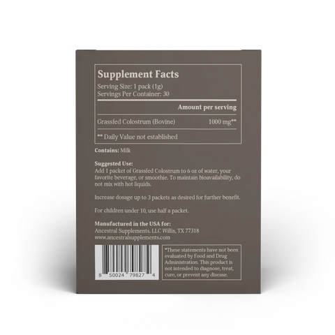 Ancestral Supplements Grass Fed Beef Colostrum Stick Packs