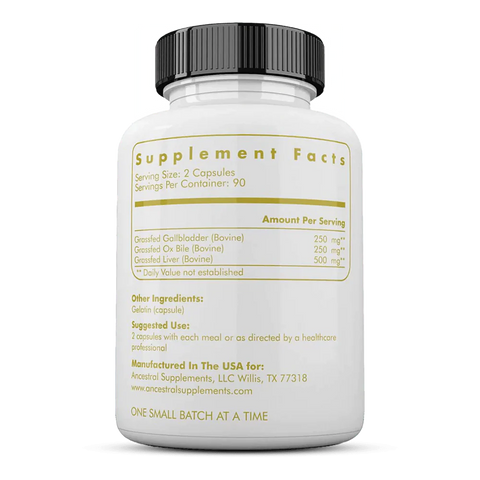 Ancestral Supplements Grass Fed Gallbladder w/Ox Bile and Liver