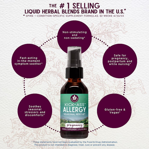 Wishgarden Herbs Kick-Ass Allergy Seasonal Rescue For Pregnancy (2oz Pump)