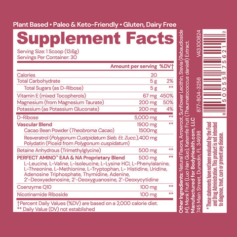 BodyHealth CardioVascular (30 Servings) — supplement facts label