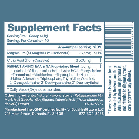 BodyHealth Body Calm Magnesium Drink (40 Servings) — supplement facts label