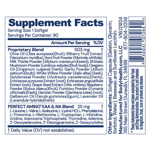 BodyHealth Gut Defense (90 Softgels) — supplement facts label