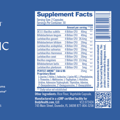 BodyHealth Probiotic (60 Capsules) — supplement facts label