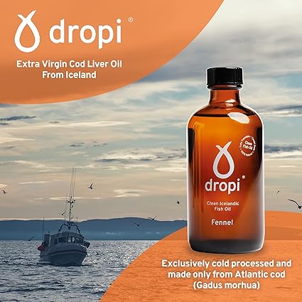 Dropi, Pure Icelandic Extra Virgin Cod Liver Oil- Fennel