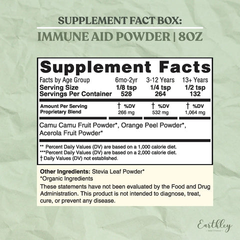 Earthley Immune Aid Vitamin C Powder (8 OZ) vitamin C supplement Earthley