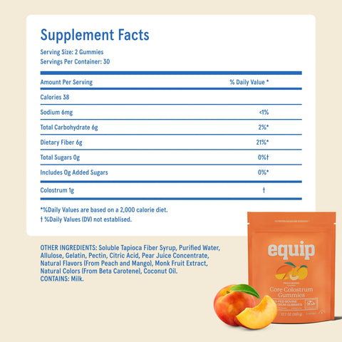 Equip Core Colostrum Gummies - Peach Mango Colostrum Supplements Gummies Equip Foods