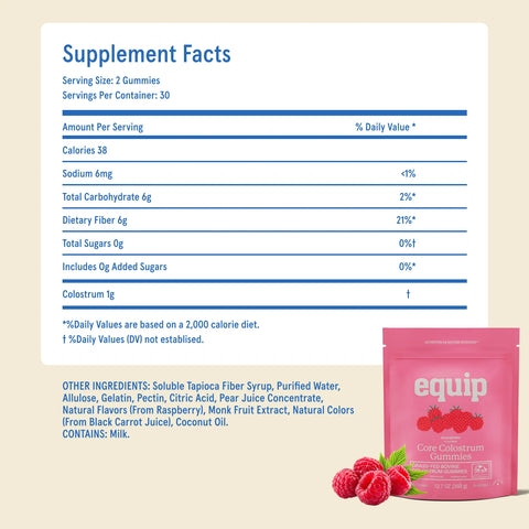 Equip Core Colostrum Gummies - Raspberry Colostrum Supplements Gummies Equip Foods