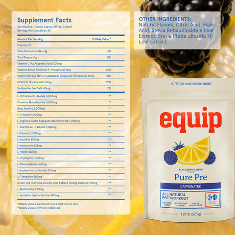 Equip Pure Pre - Blackberry Lemon Dietary Supplement Equip Foods