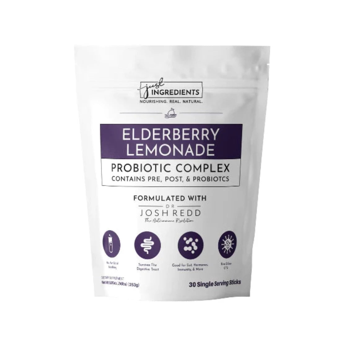 Just Ingredients Elderberry Lemonade 3-In-1 Probiotic Complex