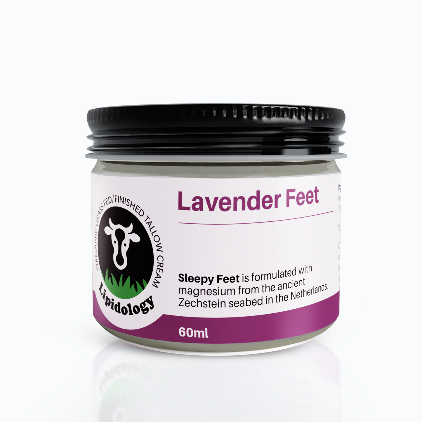 Lavender Feet, Foot Cream, Lavender and Magnesium, Organic Grass-Fed/Finished Tallow 60 ml