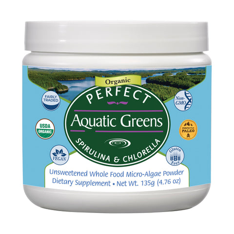 Perfect Aquatic Greens Powder - Organic & Fairly-Traded Spirulina and Chlorella Powder - 135g