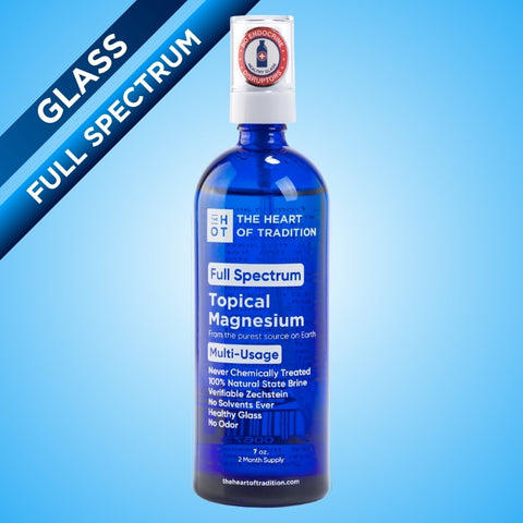 Heart Of Traditions Full Spectrum Topical Magnesium Spray – 2 month supply (7oz) in blue GLASS (1.7 oz.) Topical Magnesium Goodie Vibes