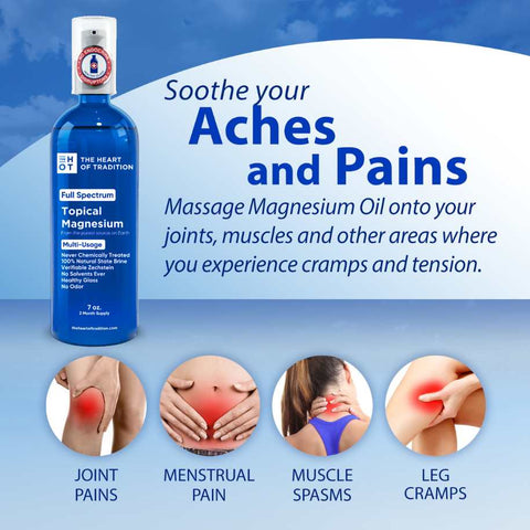 Heart Of Traditions Full Spectrum Topical Magnesium Spray – 2 month supply (7oz) in blue GLASS (1.7 oz.) Topical Magnesium Goodie Vibes