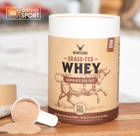 Heart and Soil Grass-Fed Whey Chocolate Sea Salt Protein Powder Heart and Soil