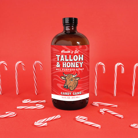Health y Sol Tallow & Honey Liquid Soap - *Seasonal* Candy Cane Liquid Soap Health y Sol