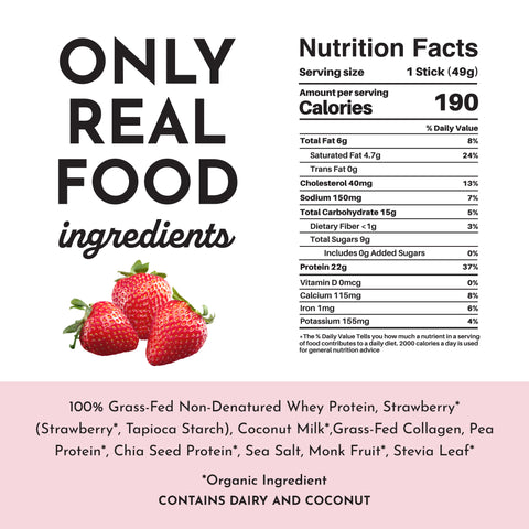 Just Ingredients Strawberries & Cream Protein Powder Stick