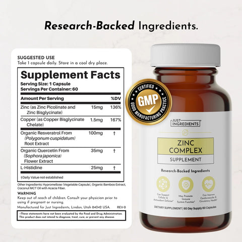 Just Ingredients Zinc Complex Dietary Supplement Just Ingredients