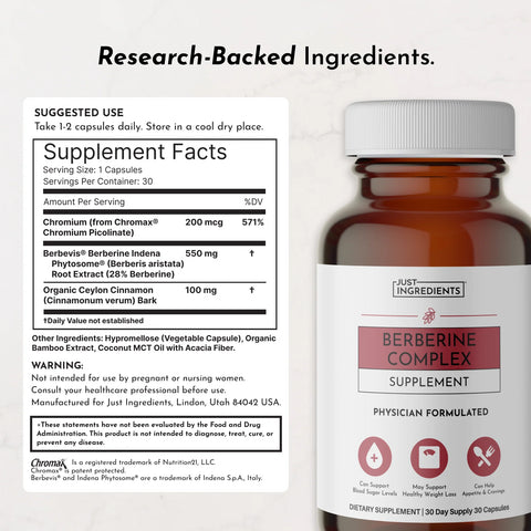 Just Ingredients Berberine Supplement Dietary Supplement Just Ingredients