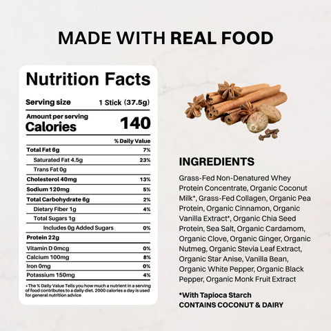Just Ingredients Chai Protein Powder Stick Supplement Just Ingredients