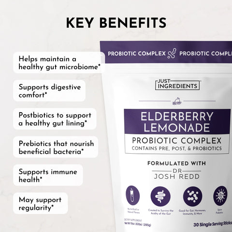 Just Ingredients Elderberry Lemonade 3-In-1 Probiotic Complex Probiotic Complex Just Ingredients