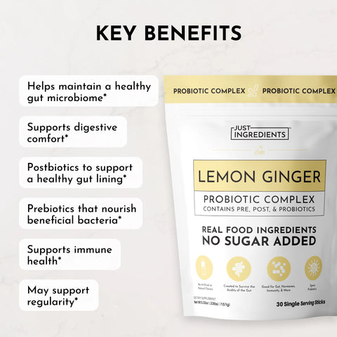 Just Ingredients Lemon Ginger 3-In-1 Probiotic Complex Probiotic Complex Just Ingredients